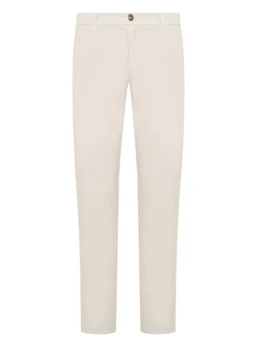 40WEFT Chino Ekru İnce Pima Pamuk Elastan Regular Fit Pantolon - 1