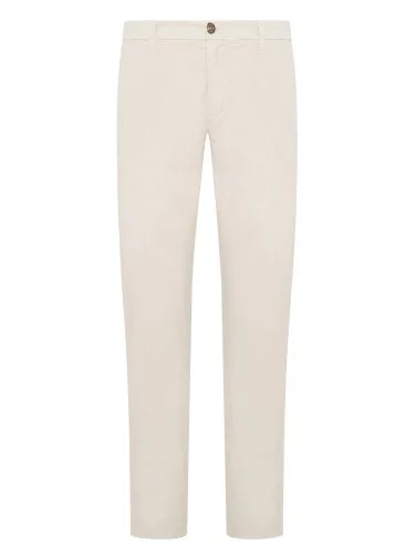 40WEFT Chino Ekru İnce Pima Pamuk Elastan Regular Fit Pantolon - 1