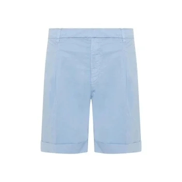 40WEFT Mavi Pima Pamuk Lastikli Bel Bermuda - 1