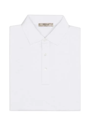 Alphauomo Beyaz Gömlek Yaka İnce Merserize Regular Fit Tişört - 1