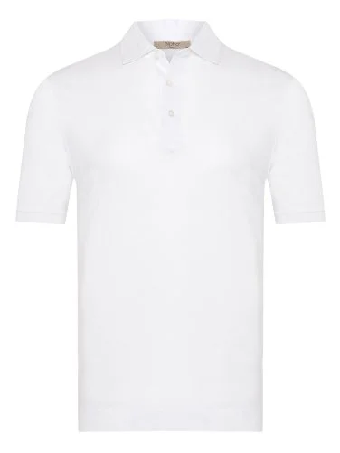Alphauomo Beyaz Gömlek Yaka İnce Merserize Regular Fit Tişört - 1