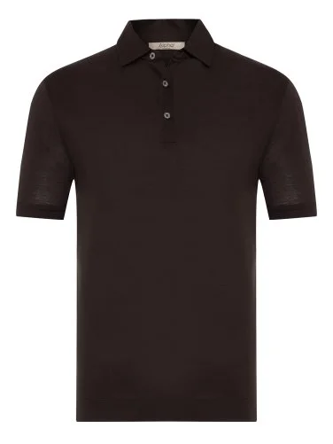 Alphauomo Kahverengi Gömlek Yaka İnce Merserize Regular Fit Tişört - 1