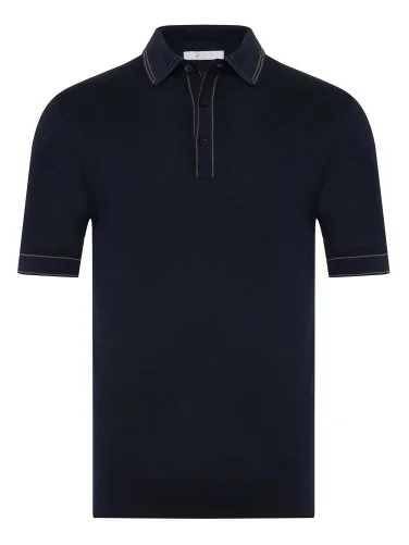 Alphauomo Lacivert Polo Yaka Merserize Pamuk Tişört - 2