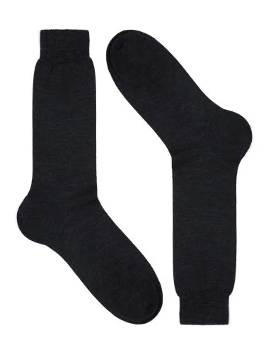 Bresciani Antrasit Düz Kısa Yün Çorap - 1
