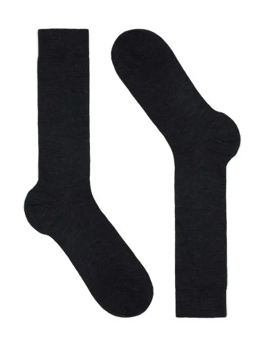 Bresciani Antrasit İnce Çizgili Kısa Yün Çorap - 1