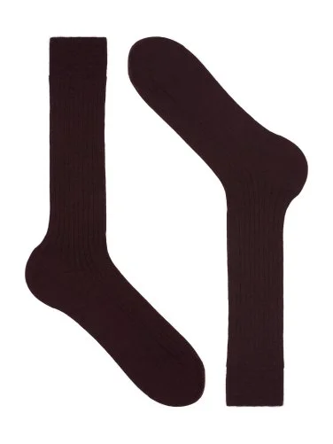 Bresciani Bordo Kısa Fitilli Yün Çorap - 1