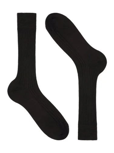 Bresciani Kahverengi Kısa Fitilli Yün Çorap - 1