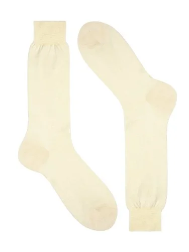 Bresciani Krem Düz Kısa Pamuk Çorap - 1