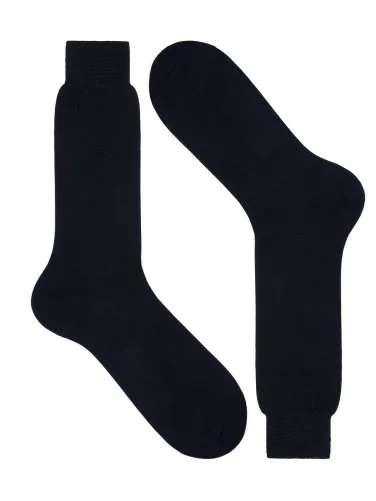 Bresciani Lacivert Düz Kısa Pamuk Çorap - 1