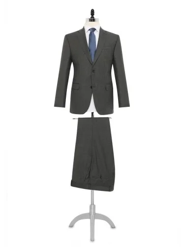Carl Gross Gri Vitale Barberis Filafil Doku Yün Süper 110's Modern Fit Erkek Takım Elbise - 1