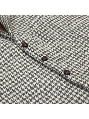 Carl Gross Harris Tweed Gri Ekru Kaz Ayağı Yün Yelek - 2