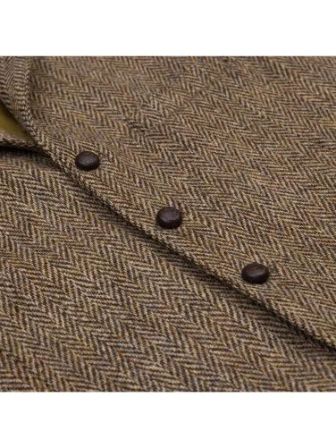 Carl Gross Harris Tweed Kahve Bej Balıksırtı Yün Yelek - 2