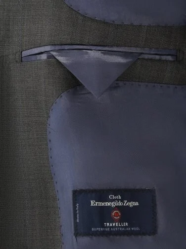 Carl Gross Koyu Gri Ermenegildo Zegna Traveller Çizgili Yün Takım Elbise - 4