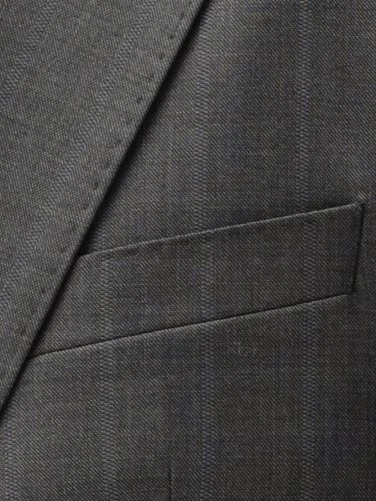 Carl Gross Koyu Gri Ermenegildo Zegna Traveller Çizgili Yün Takım Elbise - 5