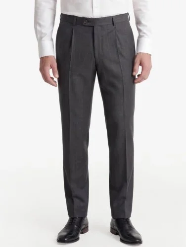 Carl Gross Koyu Gri Ermenegildo Zegna Traveller Çizgili Yün Takım Elbise - 6