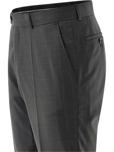 Carl Gross Koyu Gri Ermenegildo Zegna Traveller Çizgili Yün Takım Elbise - 9