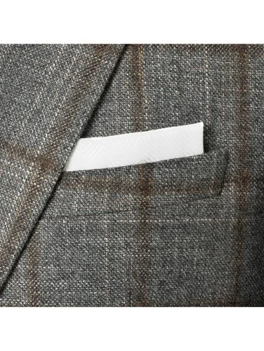 Carl Gross Loro Piana Gri Kahve Kareli Yün İpek Kaşmir Ceket - 2