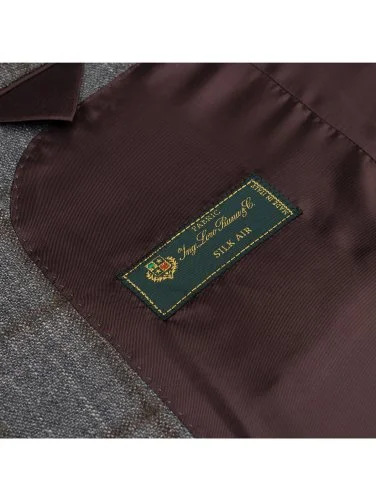 Carl Gross Loro Piana Gri Kahve Kareli Yün İpek Kaşmir Ceket - 3