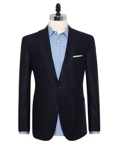 Carl Gross Loro Piana Zelander Lacivert Astarsız Yün Ceket - 1