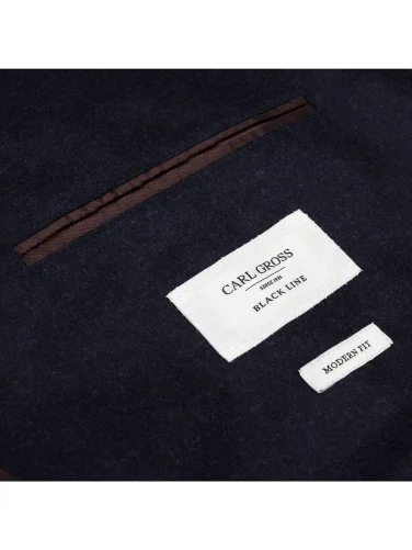 Carl Gross Loro Piana Zelander Lacivert Astarsız Yün Ceket - 4