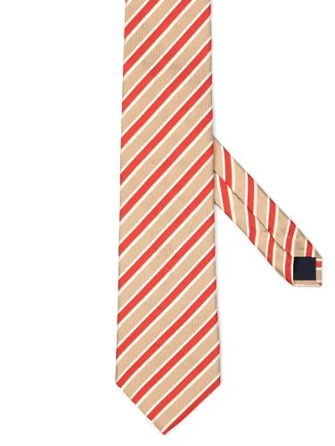 Coriano Bakır Kırmızı İnce Çizgili İtalyan Kravat - 1