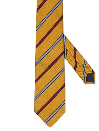 Coriano Hardal Rengi Kırmızı Mavi Çizgi Şerit İtalyan Kravat - 1