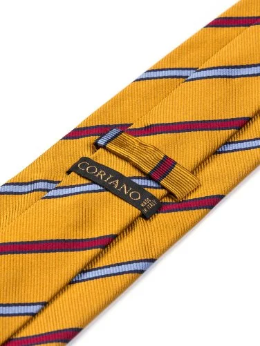 Coriano Hardal Rengi Kırmızı Mavi Çizgi Şerit İtalyan Kravat - 2