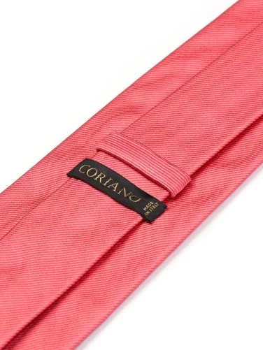 Coriano Pembe İnce Çizgili Dokulu İtalyan Kravat - 2