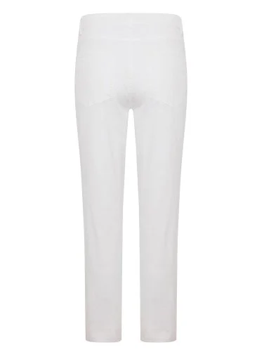 40WEFT 5 Pocket White Thin Twill Vintage Cotton Elastane Regular Fit Trousers - 3