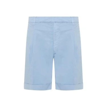 40WEFT Blue Pima Cotton Elastic Waist Bermuda - 1