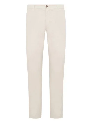 40WEFT Chino Ecru Thin Pima Cotton Elastane Regular Fit Trousers - 1