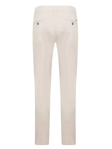 40WEFT Chino Ecru Thin Pima Cotton Elastane Regular Fit Trousers - 3