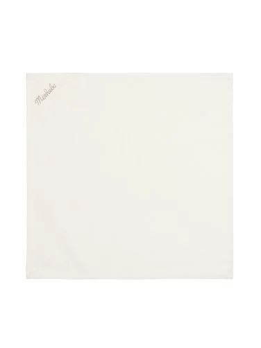 Germirli Beige Hello Embroidered Tencel Cotton Handkerchief - 1