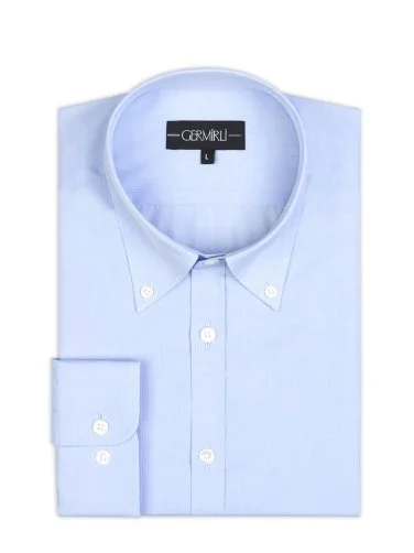 Germirli Black Label Light Blue Tailor Fit Button-down Collar 200/2 Cotton Shirt - 2