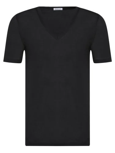 Bresciani Black V Neck Mercerized Cotton Undershirt T-Shirt Undershirt - 1