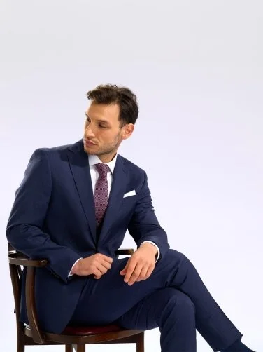 Carl Gross Air Blue Loro Piana Zeelander Natural Germirli Regular Fit Wool Suit - 5