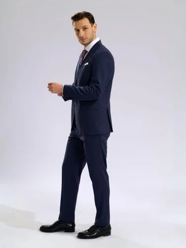 Carl Gross Air Blue Loro Piana Zeelander Natural Germirli Regular Fit Wool Suit - 6