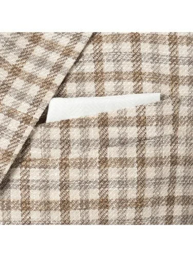 Carl Gross Beige Plaid Carlo Barbera Regular Fit Wool Silk Cotton Jacket - 2