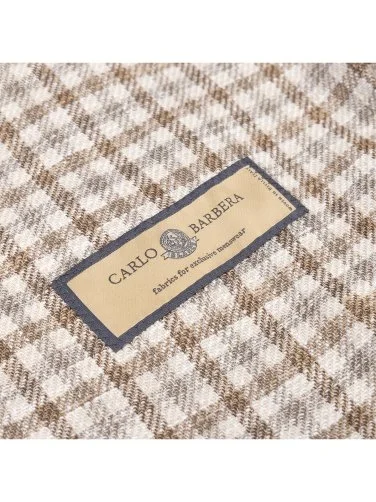 Carl Gross Beige Plaid Carlo Barbera Regular Fit Wool Silk Cotton Jacket - 4