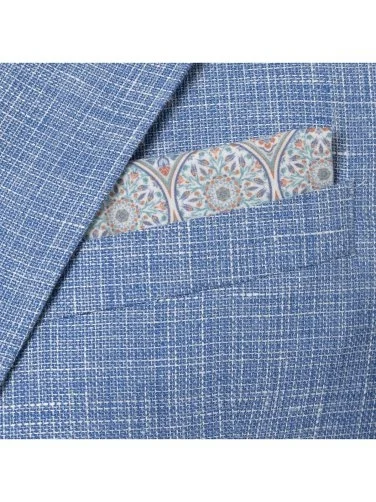 Carl Gross Blue Guabello Wool Linen Sharp Fit Men's Jacket - 4