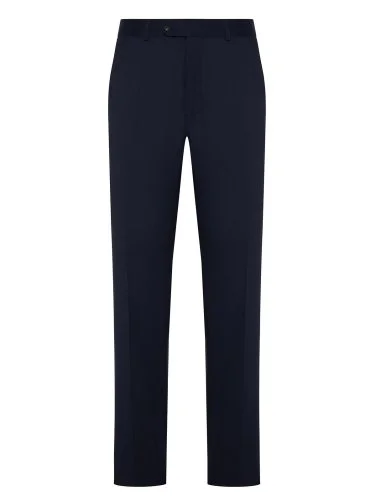 Carl Gross Vitale Barberis Navy Blue Gabardine Pure Wool Trousers - 1