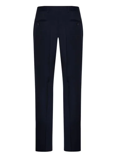 Carl Gross Vitale Barberis Navy Blue Gabardine Pure Wool Trousers - 3