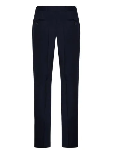 Carl Gross Vitale Barberis Navy Blue Gabardine Pure Wool Trousers - 3