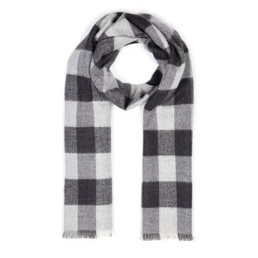 Cerruti Smoke Gray Checked Wool Scarf - 1