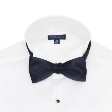 Cerruti Navy Blue Silk Bow Tie - 1