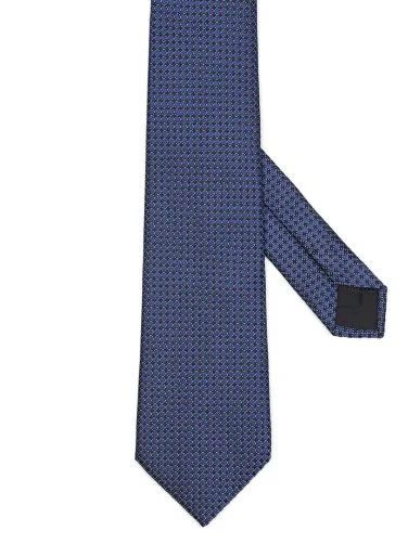 Cerruti Navy Blue, Blue Textured Jacquard Silk Tie - 1