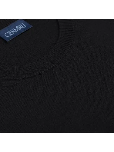 Germirli Crew Neck Regular Fit Black Extra Fine Merino Knitwear - 3