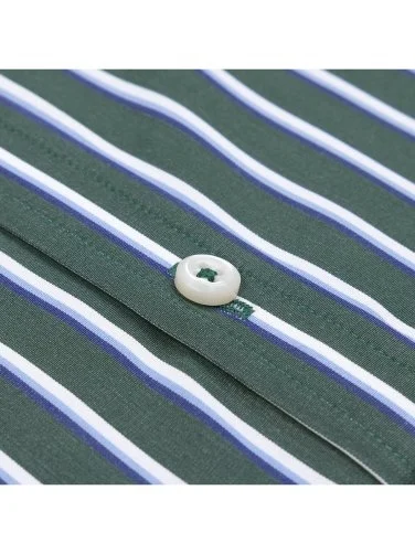 Germirli Green Blue Striped Button-down Collar Exclusive Tailor Fit Cotton Shirt - 3
