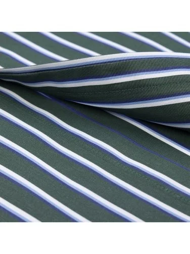 Germirli Green Blue Striped Button-down Collar Exclusive Tailor Fit Cotton Shirt - 4