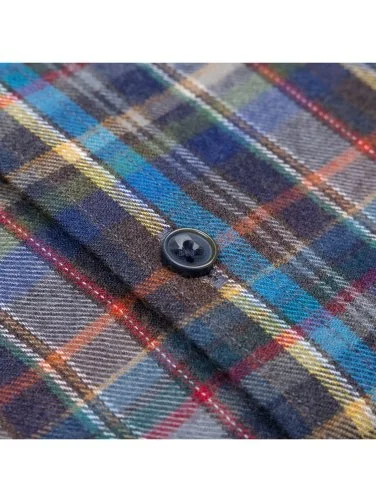Multicolored Plaid Thomas Mason Flannel Button-down Collar Tailor Fit Wool Shirt with Germirli - 3
